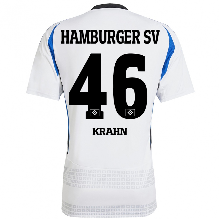 Kids Football Elijah Krahn #46 White Blue Home Jersey 2024/25 T-Shirt