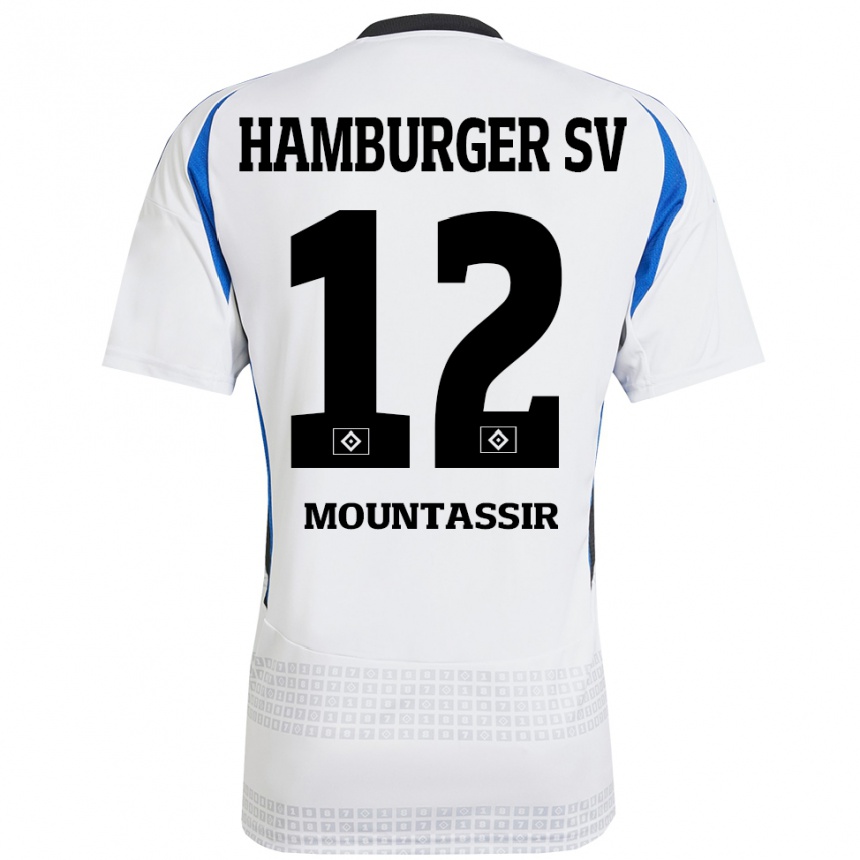 Kids Football Youssef Mountassir #12 White Blue Home Jersey 2024/25 T-Shirt