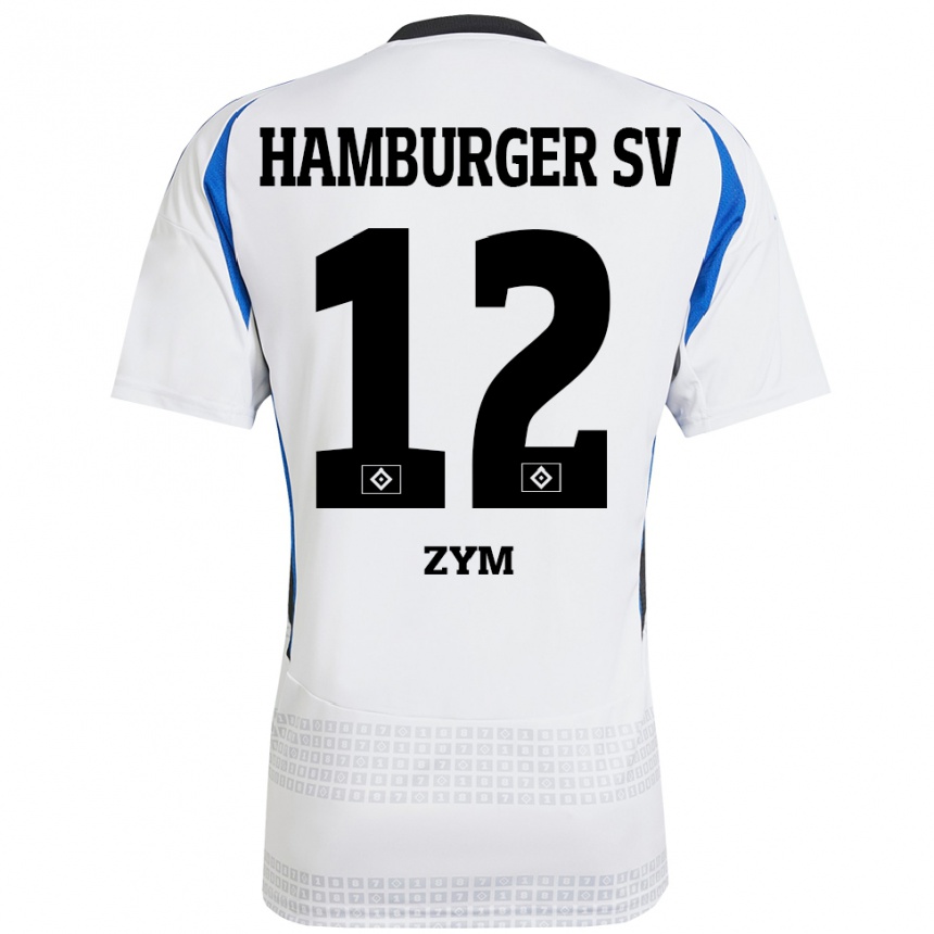 Kids Football Marcel Zym #12 White Blue Home Jersey 2024/25 T-Shirt