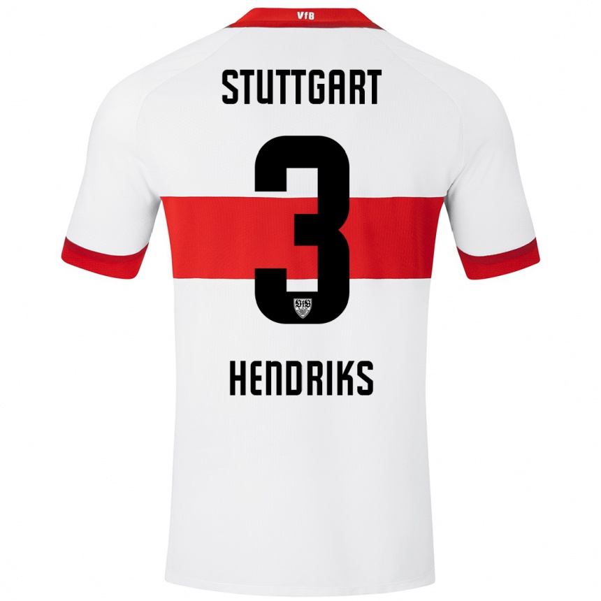 Kids Football Ramon Hendriks #3 White Red Home Jersey 2024/25 T-Shirt