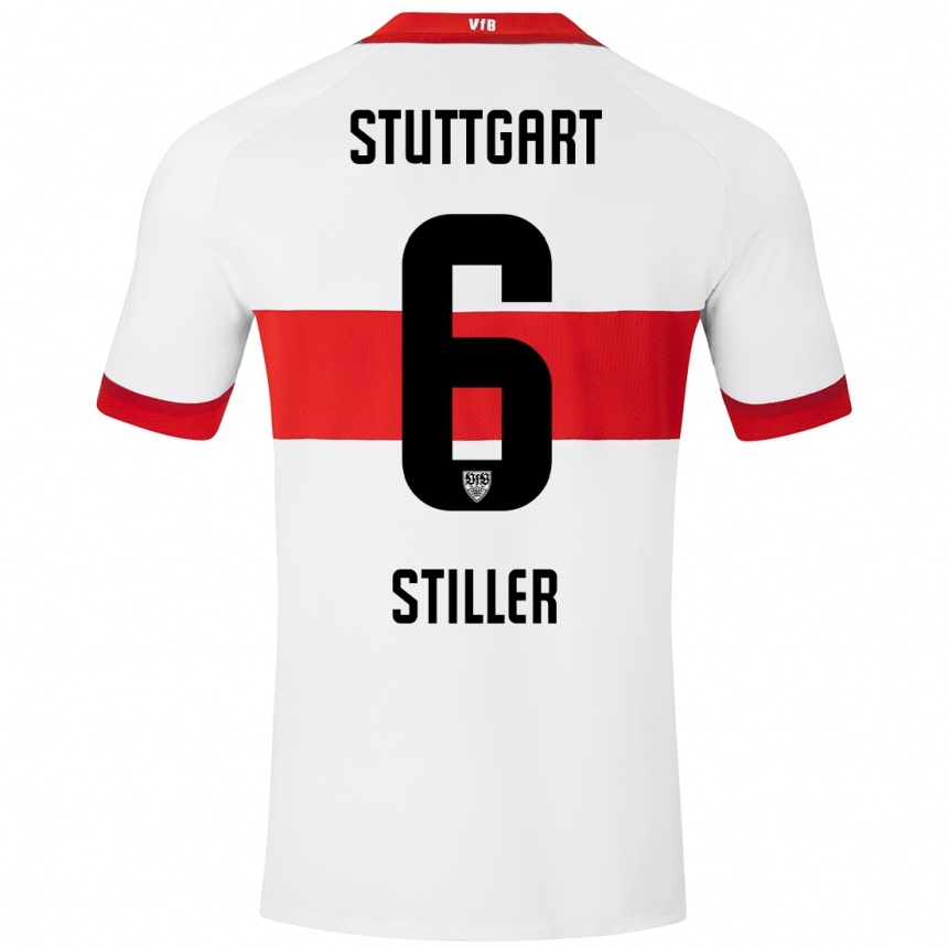 Kids Football Angelo Stiller #6 White Red Home Jersey 2024/25 T-Shirt