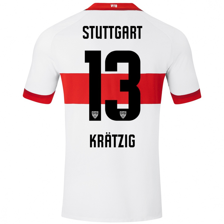 Kids Football Frans Krätzig #13 White Red Home Jersey 2024/25 T-Shirt