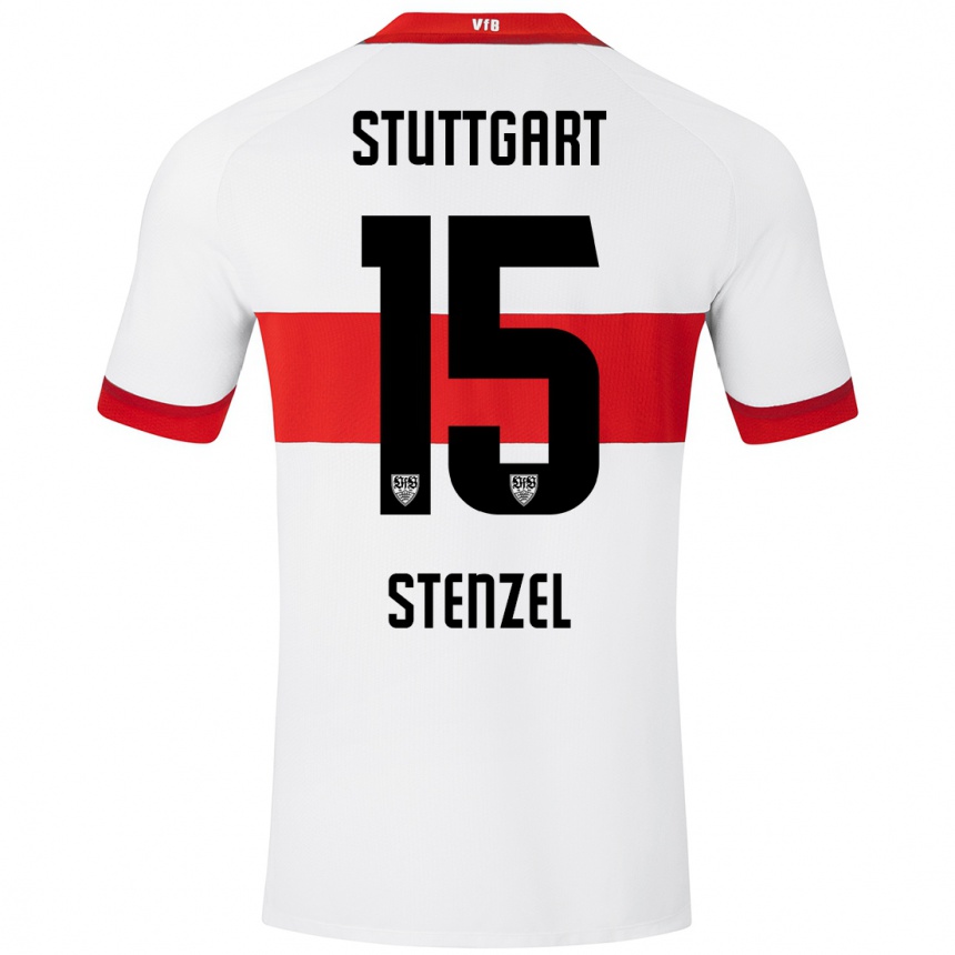 Kids Football Pascal Stenzel #15 White Red Home Jersey 2024/25 T-Shirt