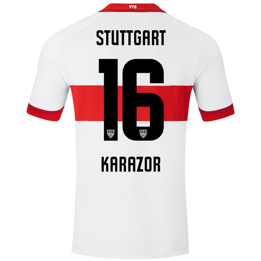 Kids Football Atakan Karazor #16 White Red Home Jersey 2024/25 T-Shirt