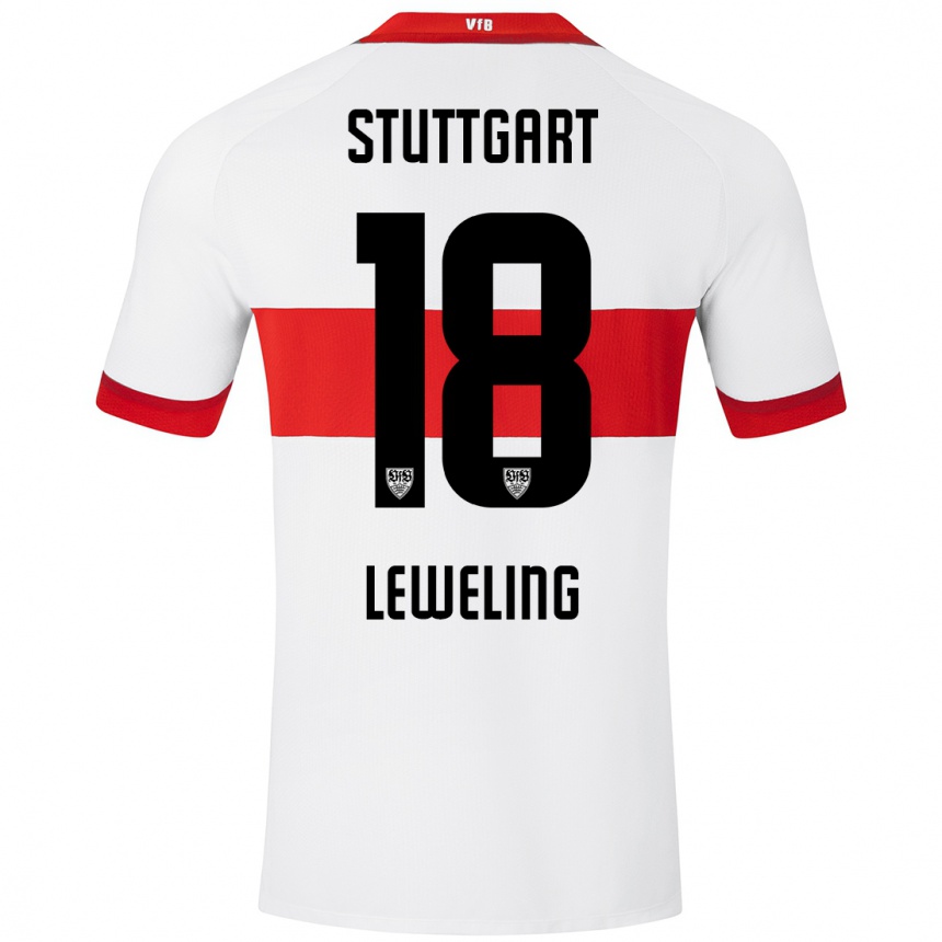 Kids Football Jamie Leweling #18 White Red Home Jersey 2024/25 T-Shirt