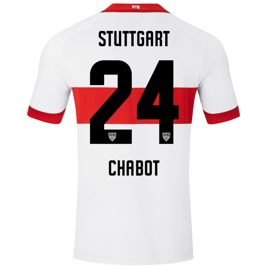 Kids Football Jeff Chabot #24 White Red Home Jersey 2024/25 T-Shirt