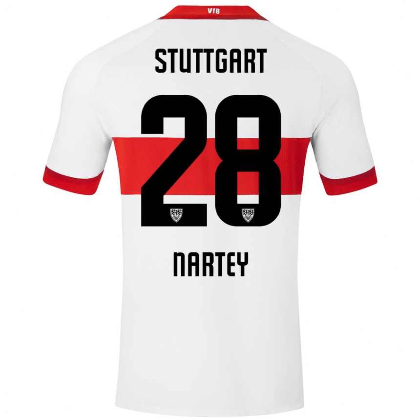 Kids Football Nikolas Nartey #28 White Red Home Jersey 2024/25 T-Shirt