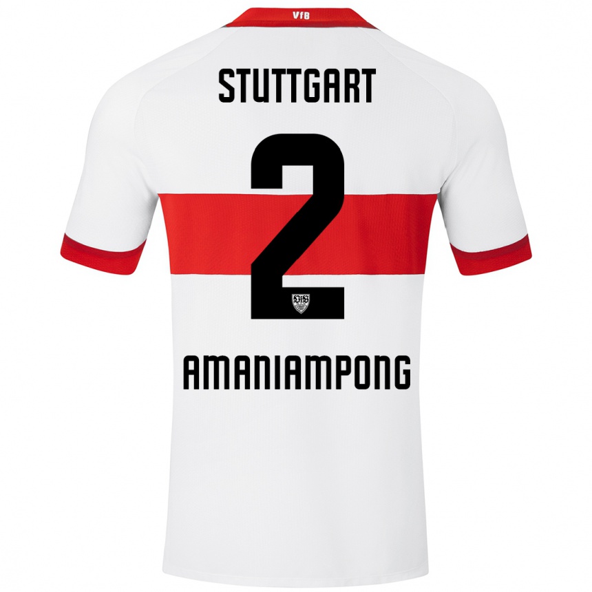 Kids Football Kaden Amaniampong #2 White Red Home Jersey 2024/25 T-Shirt