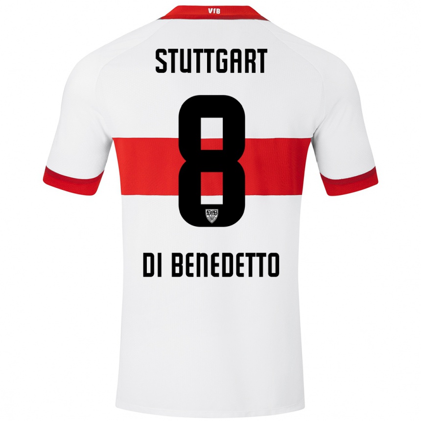 Kids Football Samuele Di Benedetto #8 White Red Home Jersey 2024/25 T-Shirt