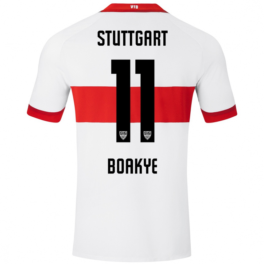 Kids Football Benjamin Boakye #11 White Red Home Jersey 2024/25 T-Shirt