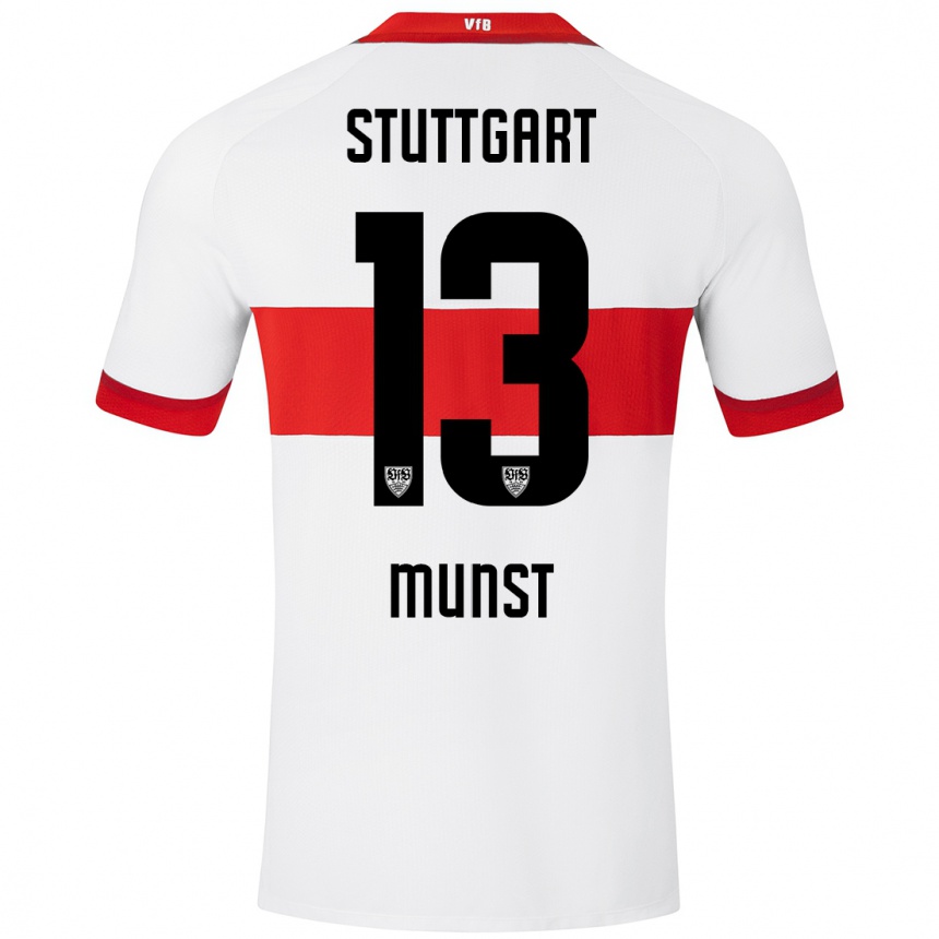 Kids Football Leonhard Münst #13 White Red Home Jersey 2024/25 T-Shirt