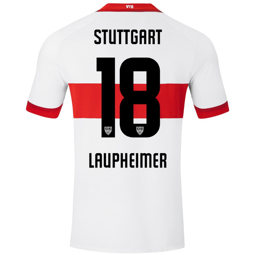 Kids Football Lukas Laupheimer #18 White Red Home Jersey 2024/25 T-Shirt