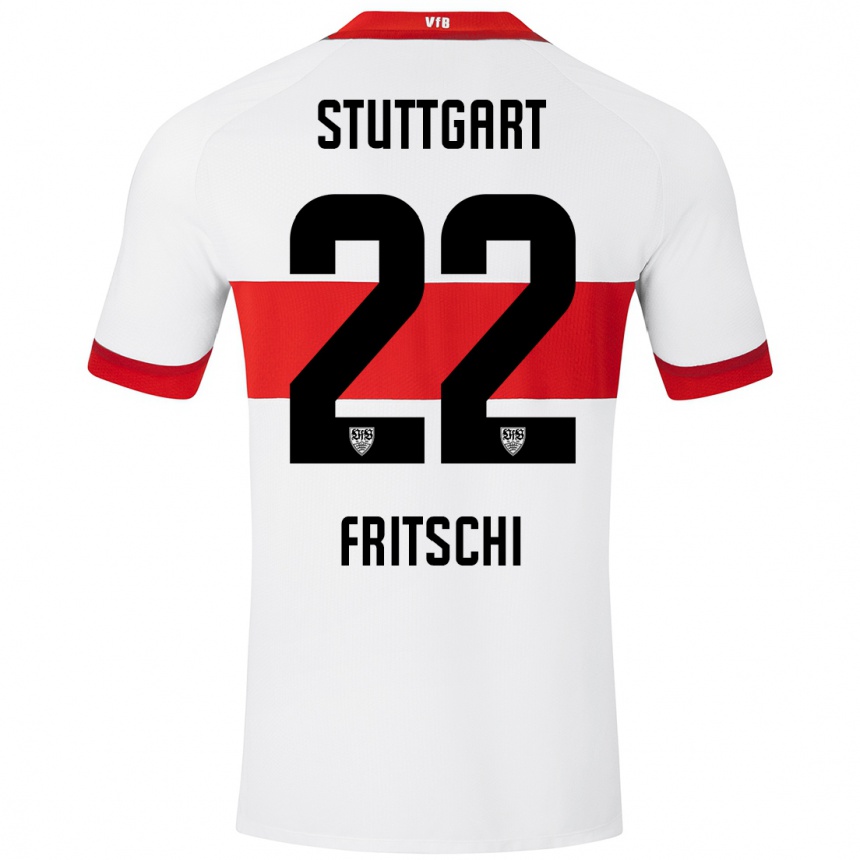 Kids Football Paulo Fritschi #22 White Red Home Jersey 2024/25 T-Shirt