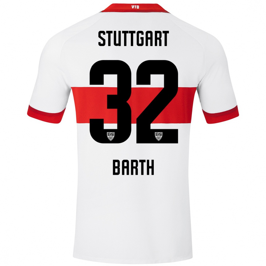 Kids Football Tom Barth #32 White Red Home Jersey 2024/25 T-Shirt