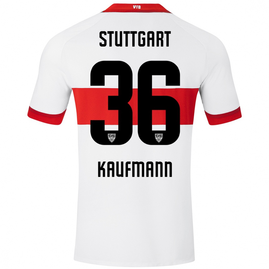 Kids Football Tino Kaufmann #36 White Red Home Jersey 2024/25 T-Shirt