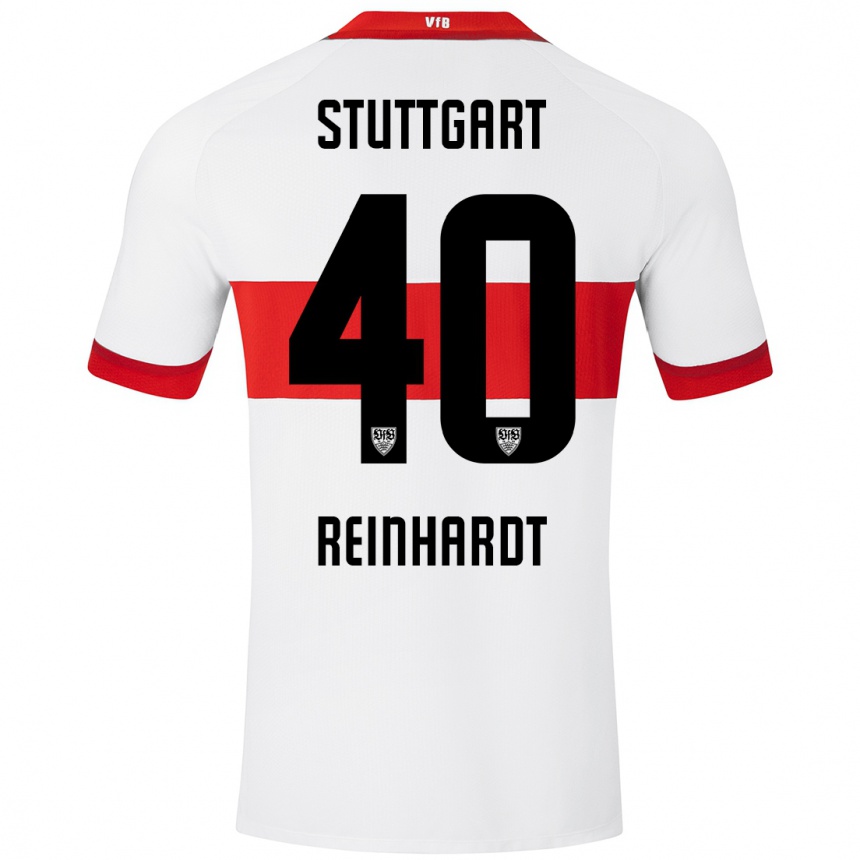 Kids Football Peter Reinhardt #40 White Red Home Jersey 2024/25 T-Shirt