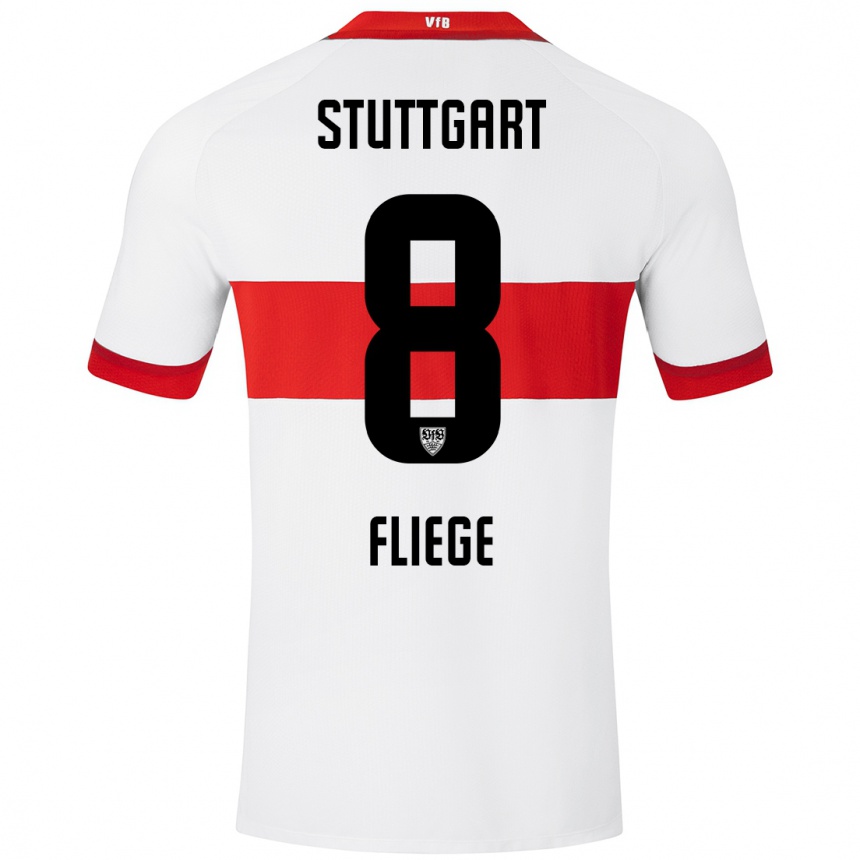 Kids Football Anna Fliege #8 White Red Home Jersey 2024/25 T-Shirt