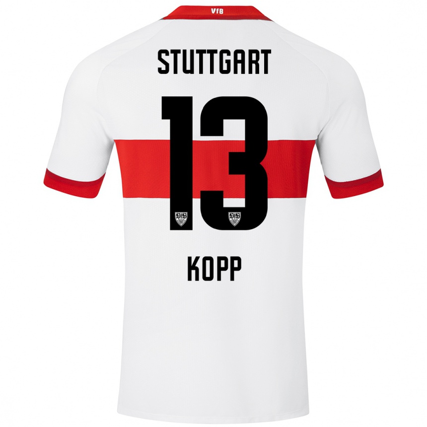 Kids Football Leonie Kopp #13 White Red Home Jersey 2024/25 T-Shirt