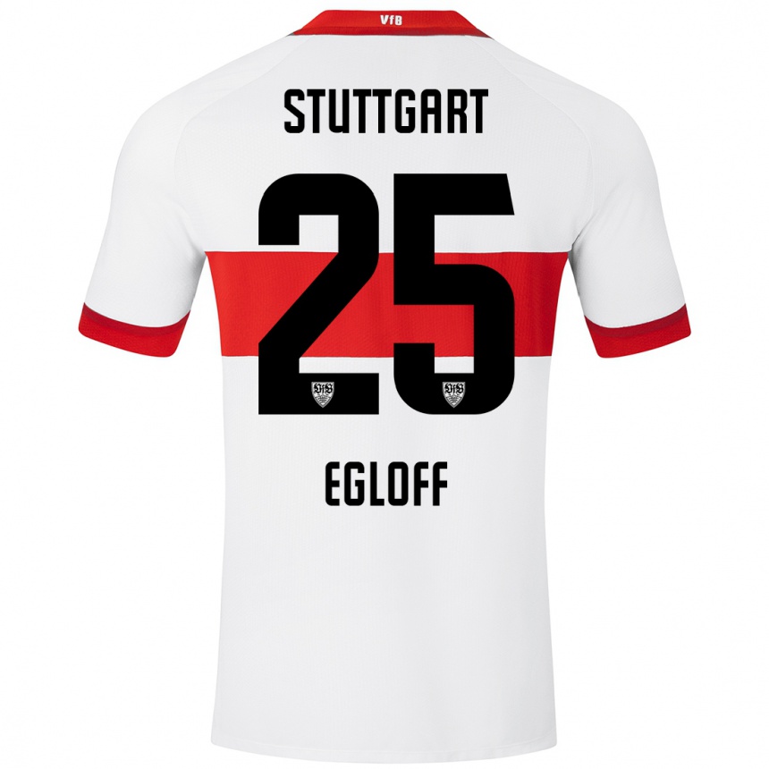 Kids Football Lilian Egloff #25 White Red Home Jersey 2024/25 T-Shirt