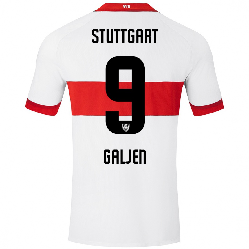 Kids Football Dejan Galjen #9 White Red Home Jersey 2024/25 T-Shirt