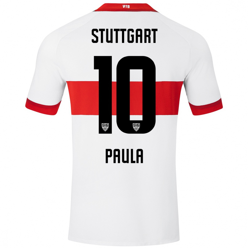 Kids Football Raul Paula #10 White Red Home Jersey 2024/25 T-Shirt