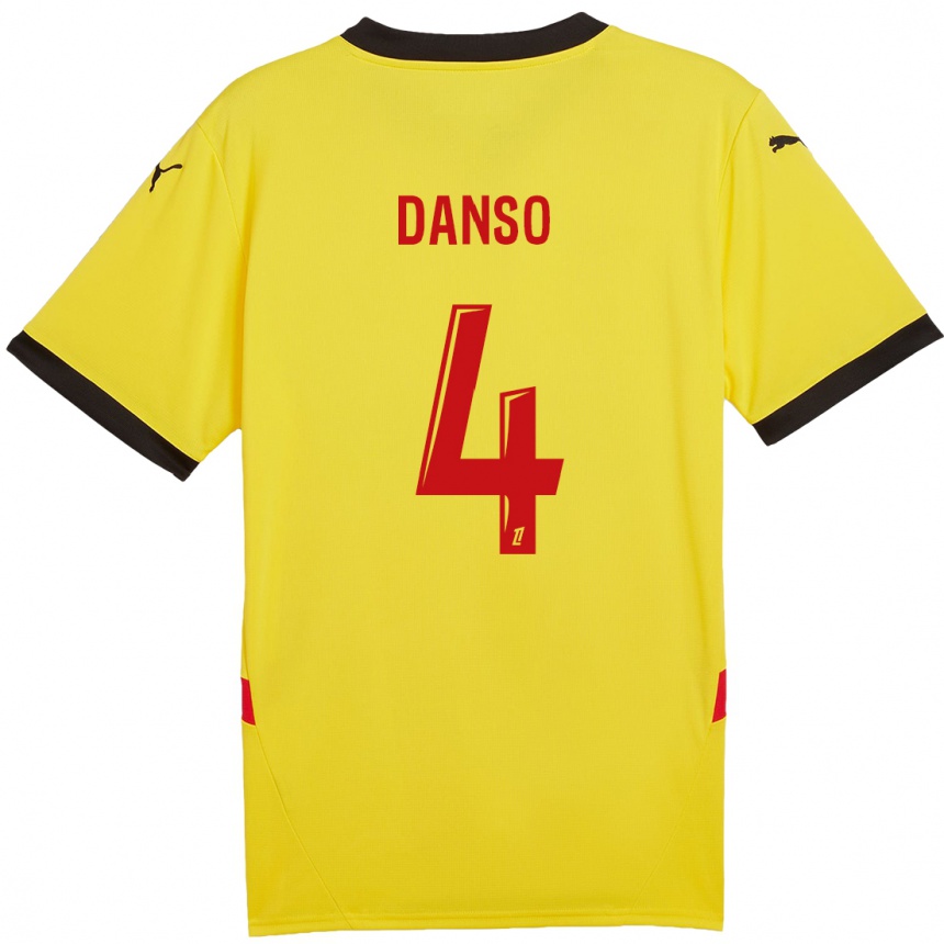 Kids Football Kevin Danso #4 Yellow Red Home Jersey 2024/25 T-Shirt