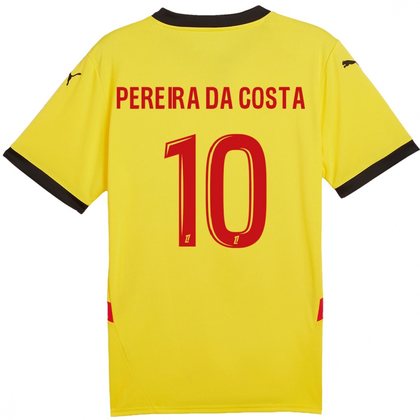 Kids Football David Pereira Da Costa #10 Yellow Red Home Jersey 2024/25 T-Shirt