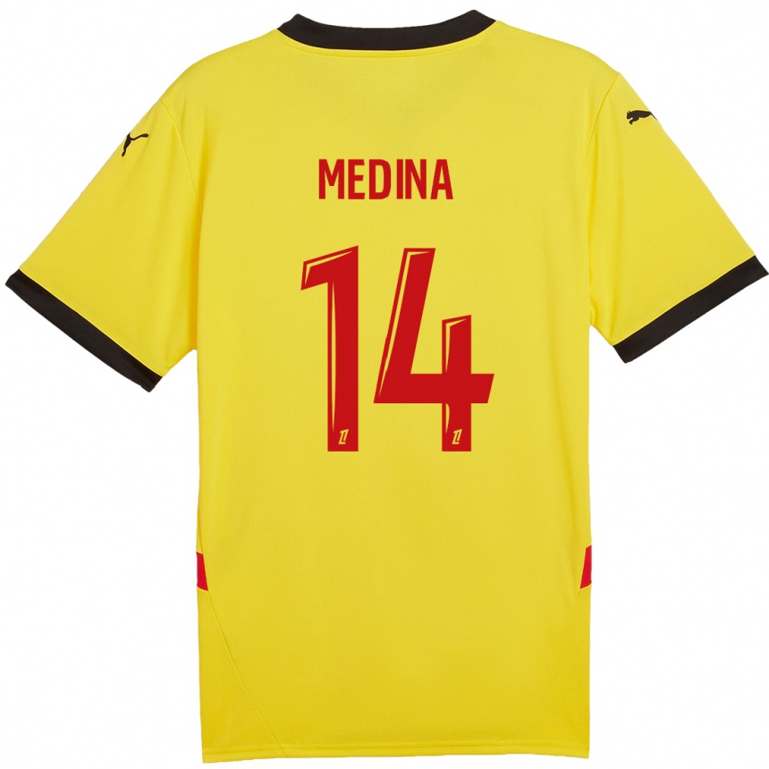 Kids Football Facundo Medina #14 Yellow Red Home Jersey 2024/25 T-Shirt