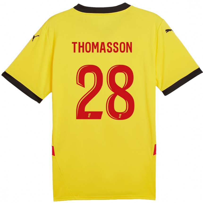 Kids Football Adrien Thomasson #28 Yellow Red Home Jersey 2024/25 T-Shirt