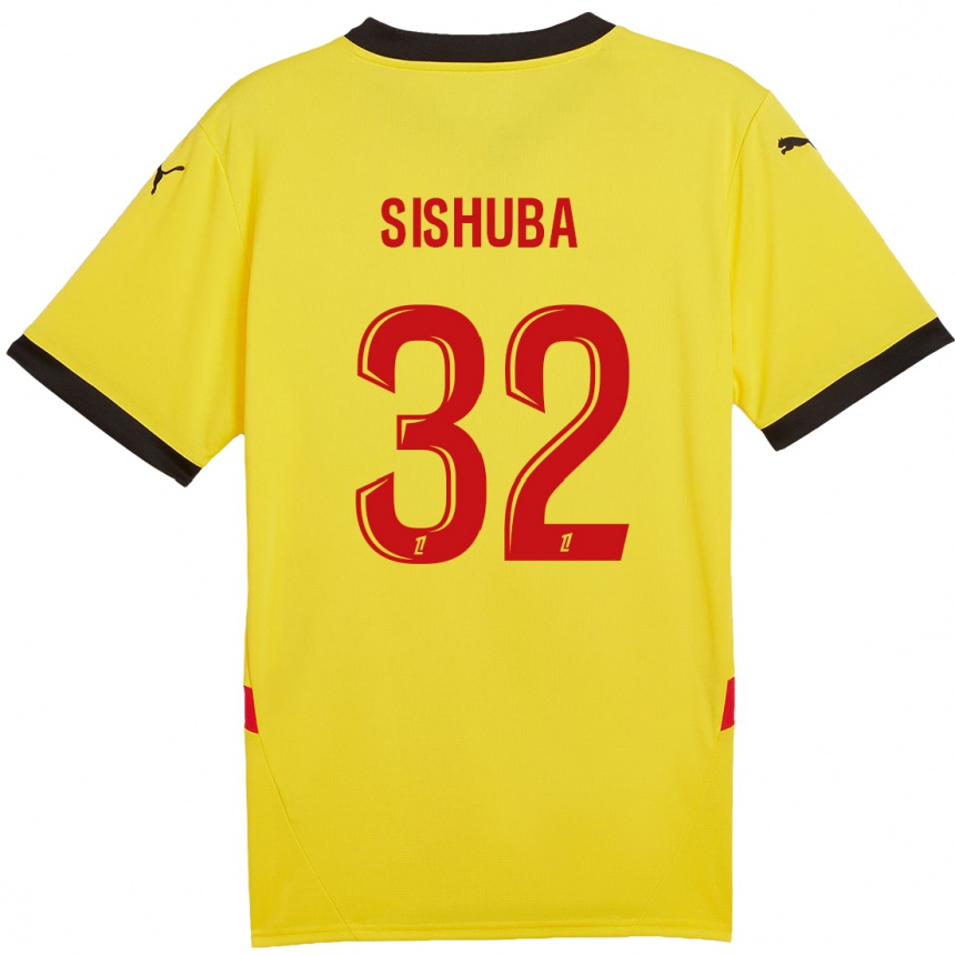 Kids Football Ayanda Sishuba #32 Yellow Red Home Jersey 2024/25 T-Shirt