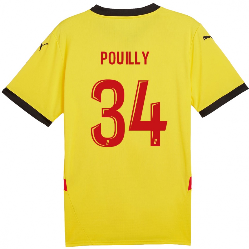 Kids Football Tom Pouilly #34 Yellow Red Home Jersey 2024/25 T-Shirt