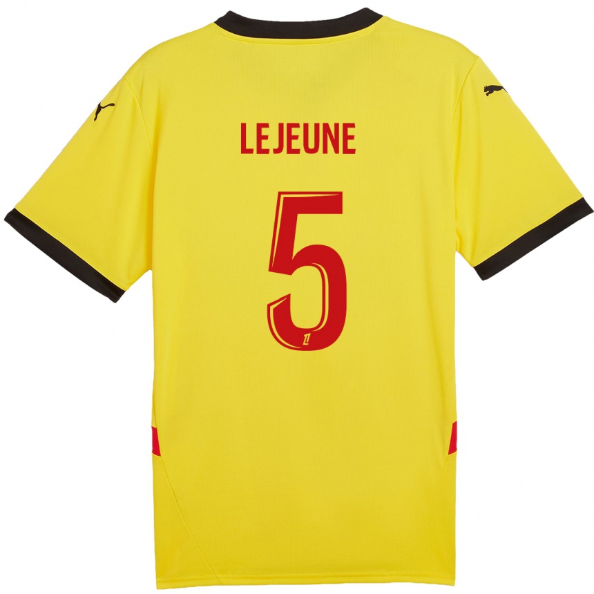 Kids Football Romane Lejeune #5 Yellow Red Home Jersey 2024/25 T-Shirt