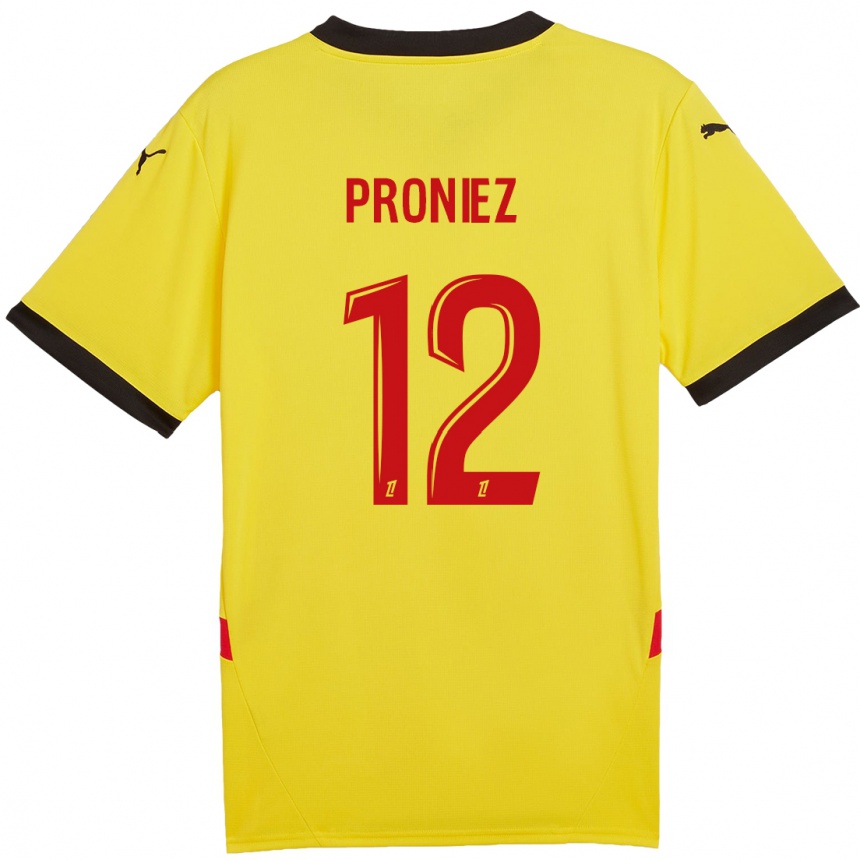 Kids Football Fany Proniez #12 Yellow Red Home Jersey 2024/25 T-Shirt