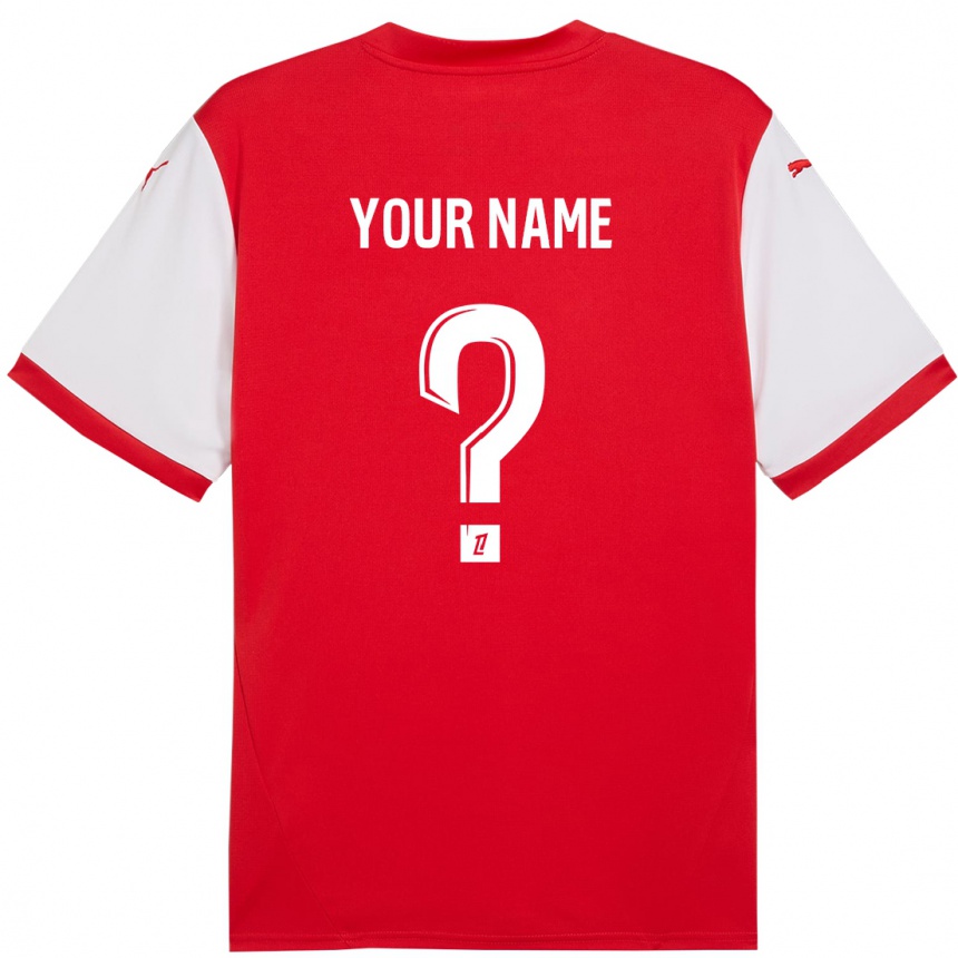 Kids Football Your Name #0 Red White Home Jersey 2024/25 T-Shirt