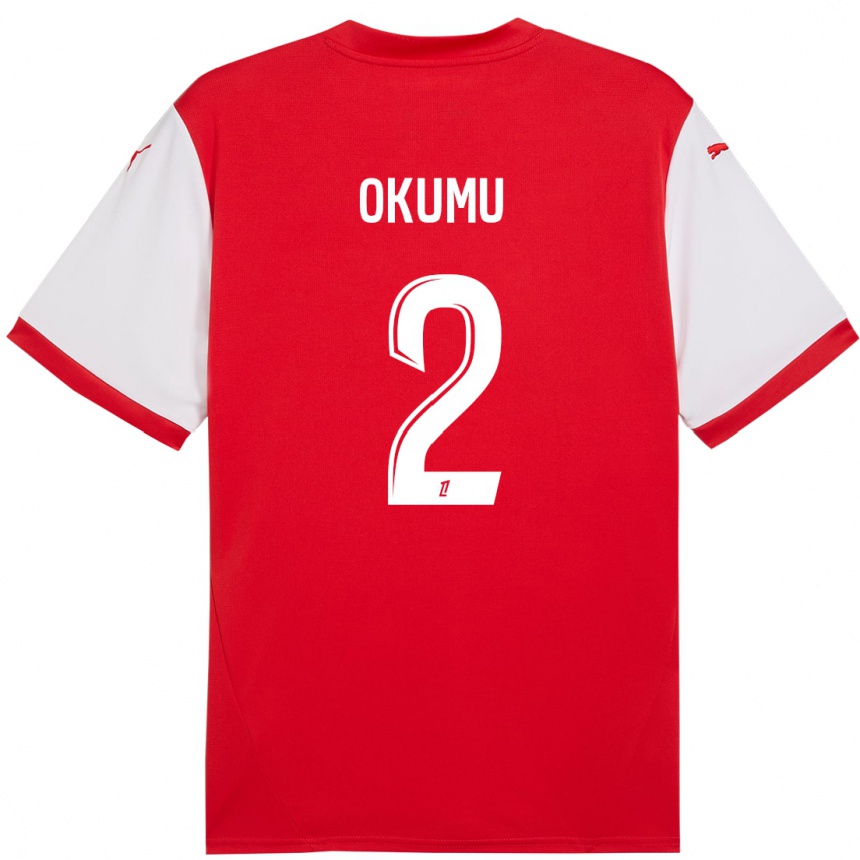 Kids Football Joseph Okumu #2 Red White Home Jersey 2024/25 T-Shirt