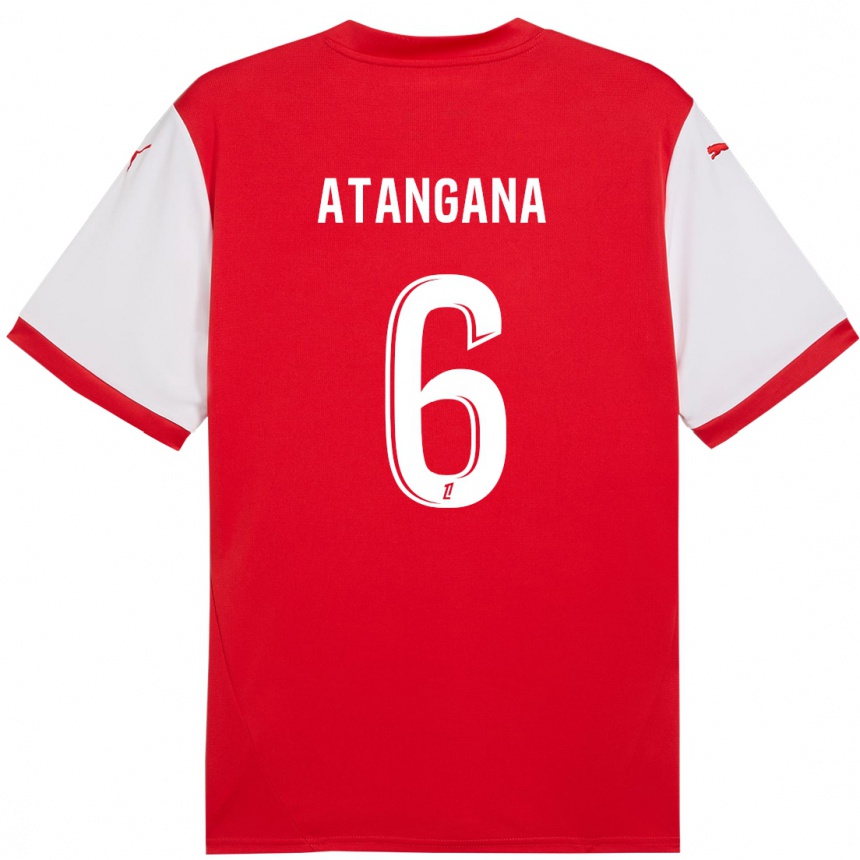 Kids Football Valentin Atangana Edoa #6 Red White Home Jersey 2024/25 T-Shirt