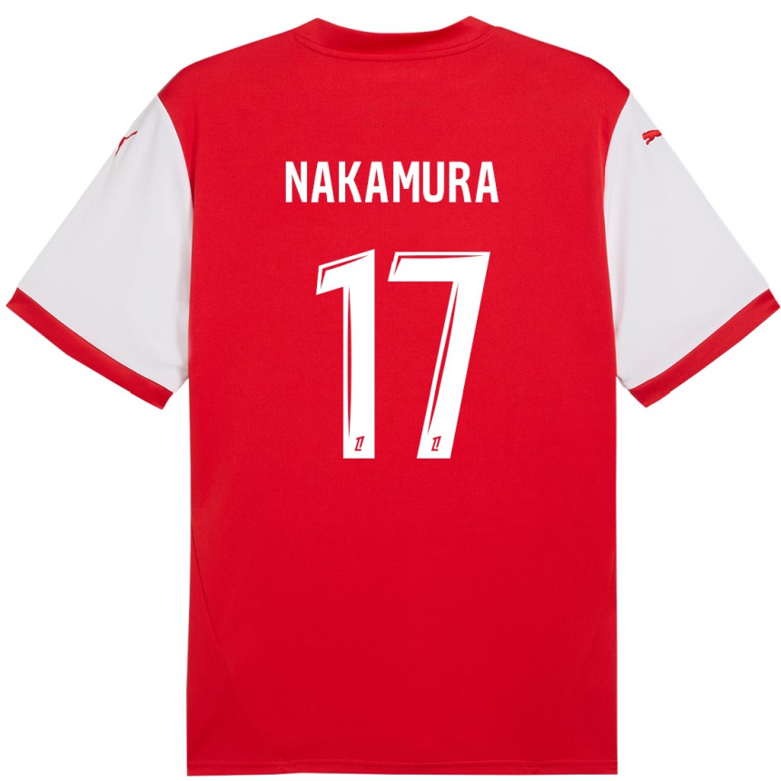 Kids Football Keito Nakamura #17 Red White Home Jersey 2024/25 T-Shirt