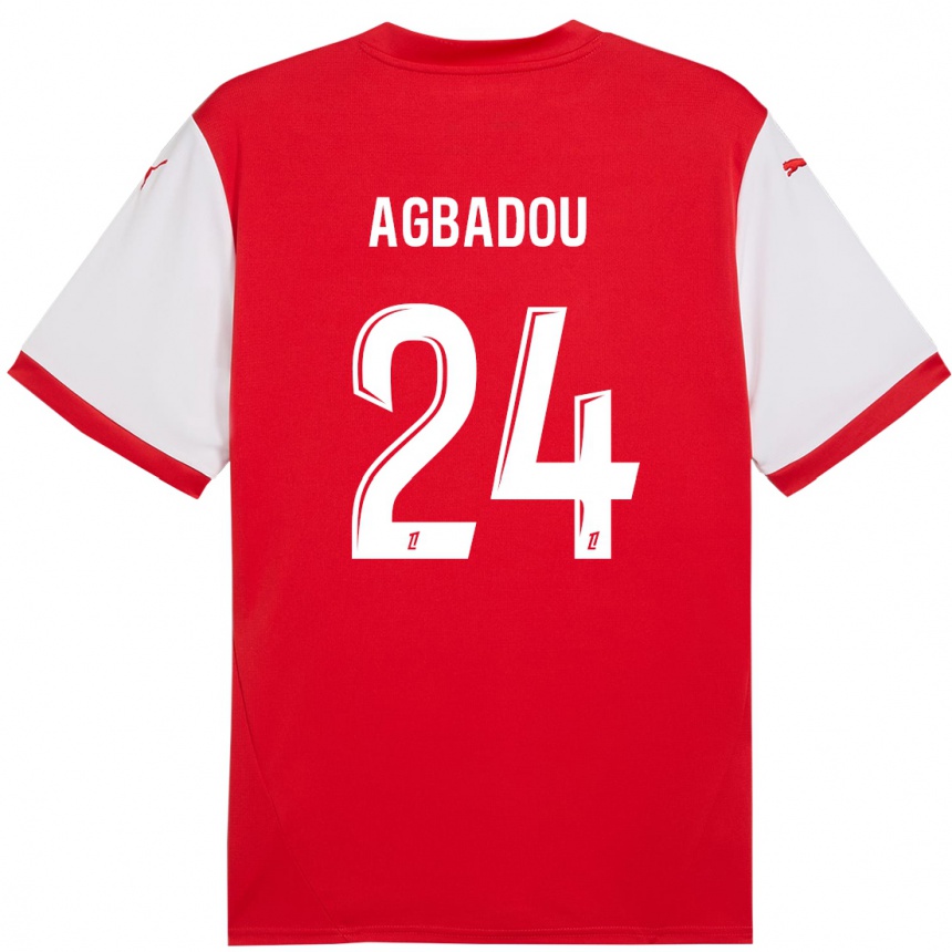 Kids Football Emmanuel Agbadou #24 Red White Home Jersey 2024/25 T-Shirt