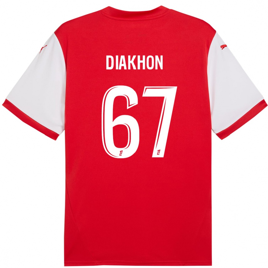 Kids Football Mamadou Diakhon #67 Red White Home Jersey 2024/25 T-Shirt