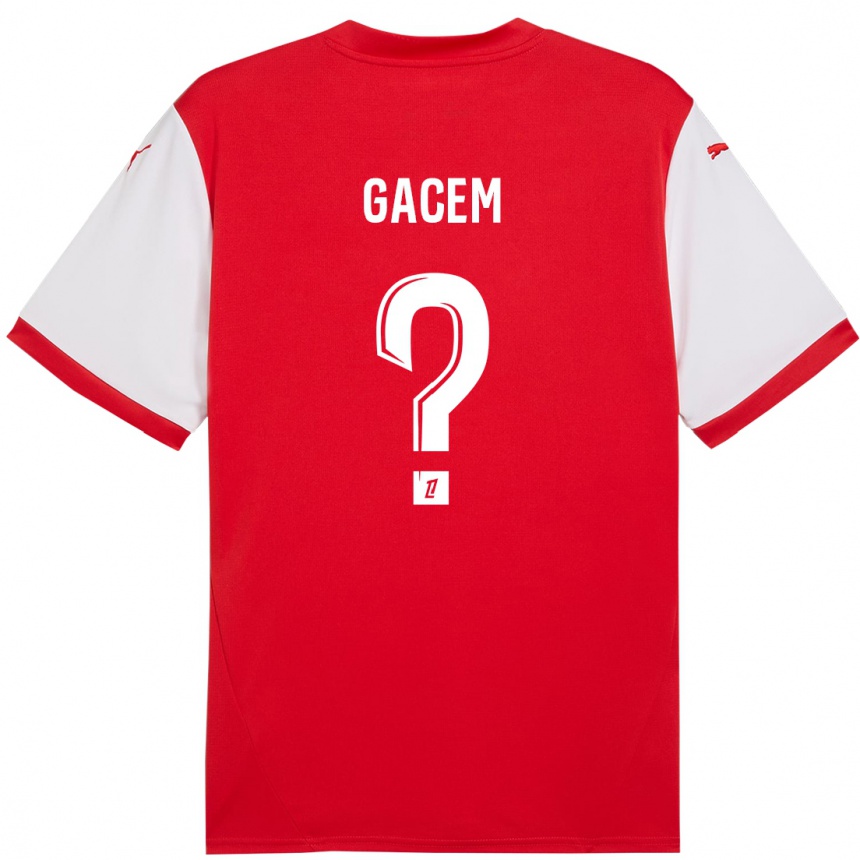 Kids Football Yacine Gacem #0 Red White Home Jersey 2024/25 T-Shirt