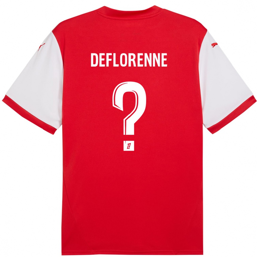 Kids Football Théo Deflorenne #0 Red White Home Jersey 2024/25 T-Shirt