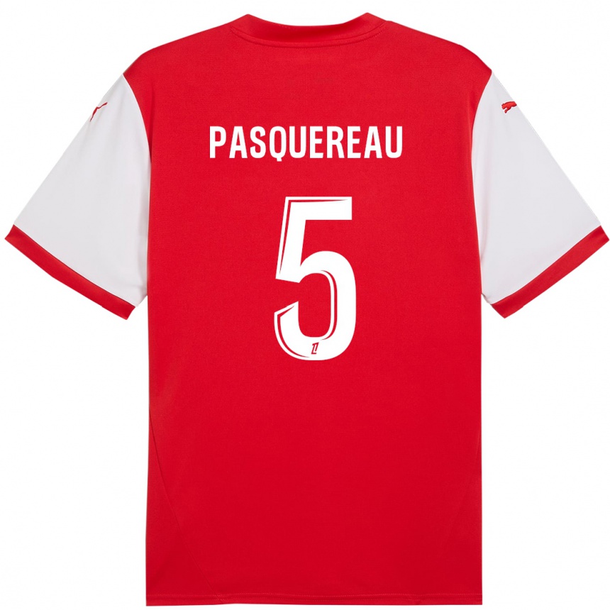 Kids Football Julie Pasquereau #5 Red White Home Jersey 2024/25 T-Shirt