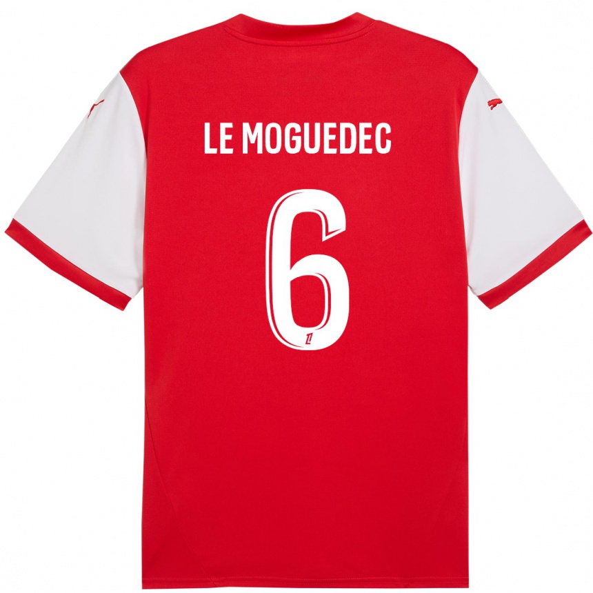 Kids Football Anaële Le Moguédec #6 Red White Home Jersey 2024/25 T-Shirt