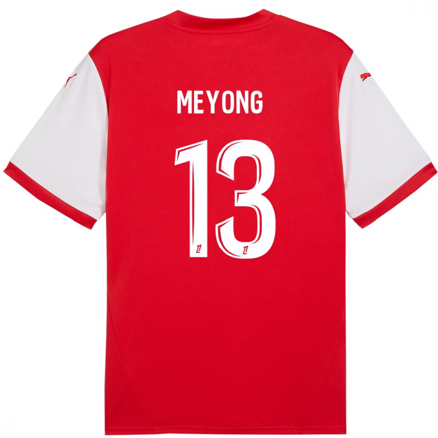 Kids Football Charlène Meyong #13 Red White Home Jersey 2024/25 T-Shirt