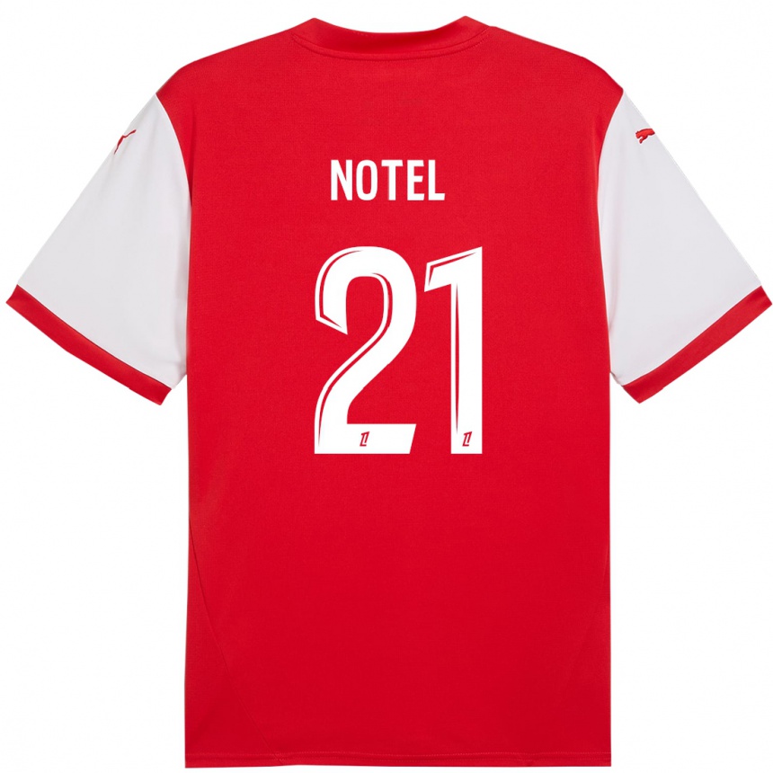 Kids Football Lea Notel #21 Red White Home Jersey 2024/25 T-Shirt