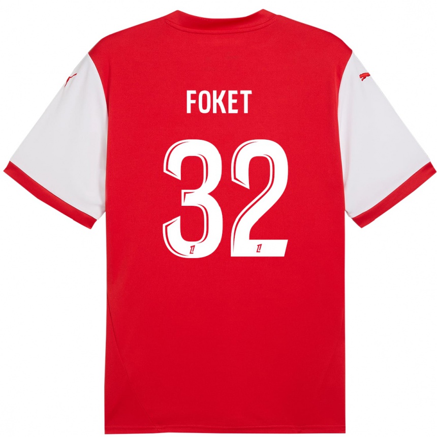 Kids Football Thomas Foket #32 Red White Home Jersey 2024/25 T-Shirt