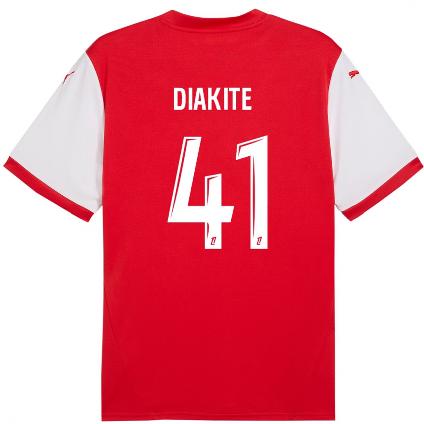 Kids Football Ibrahim Diakité #41 Red White Home Jersey 2024/25 T-Shirt