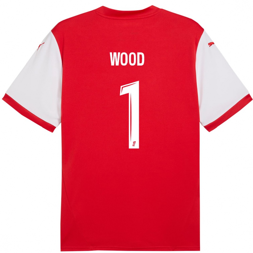 Kids Football Mackenzie Wood #1 Red White Home Jersey 2024/25 T-Shirt