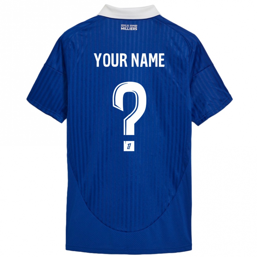 Kids Football Your Name #0 Blue White Home Jersey 2024/25 T-Shirt