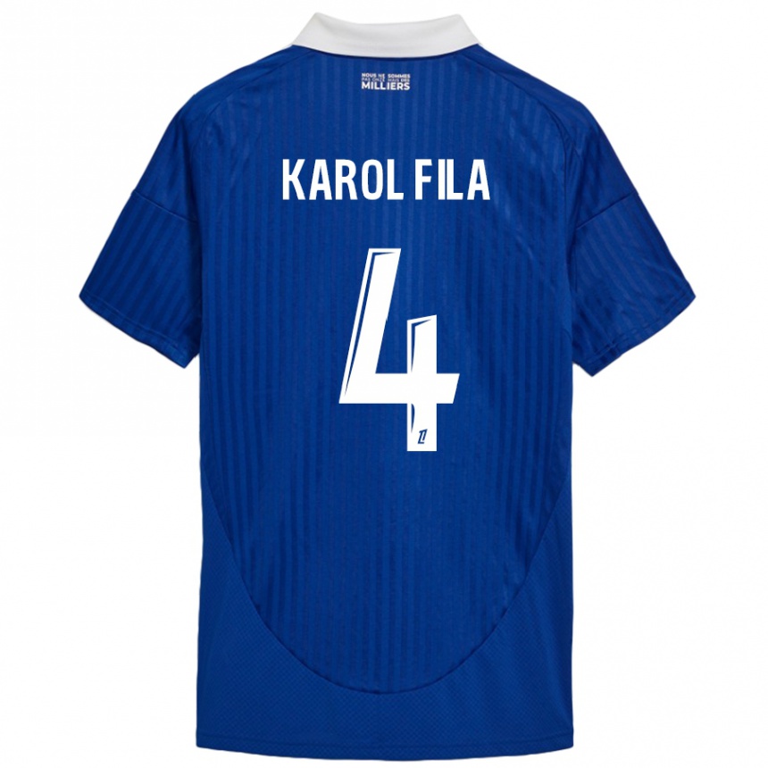 Kids Football Karol Fila #4 Blue White Home Jersey 2024/25 T-Shirt